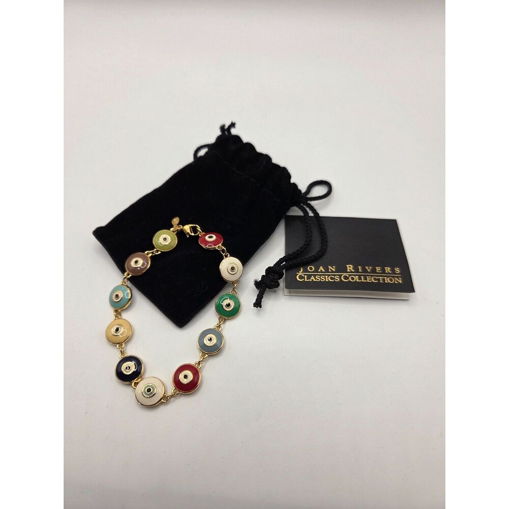 1824.  New in Bag Joan Rivers Multi Color Evil Eye Link Bracelet